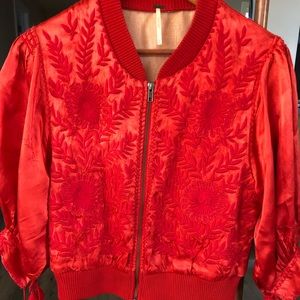 Free People Embroidered Bomber Jacket